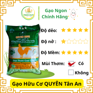 Gạo Thơm Đặc Sản Hữu Cơ Quyên Tân An Thơm Dẻo Nhiều Túi 10kg